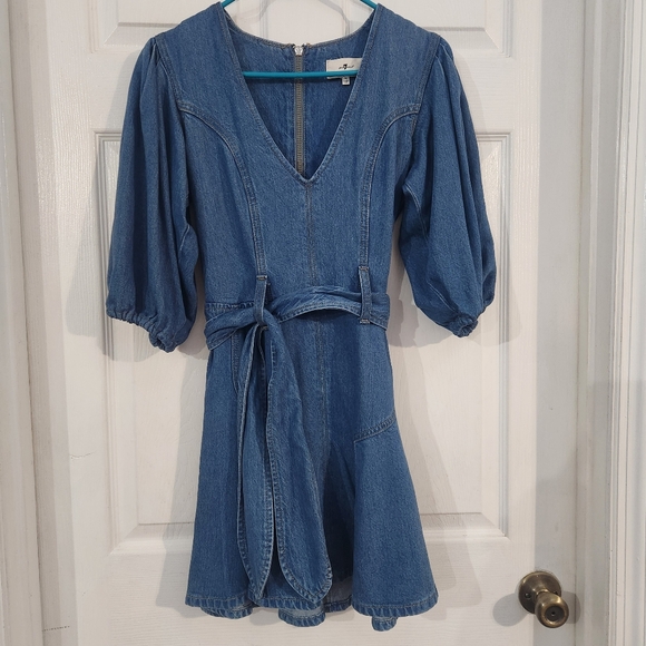 7 For All Mankind Blue Denim Mini Dress - Picture 6 of 16
